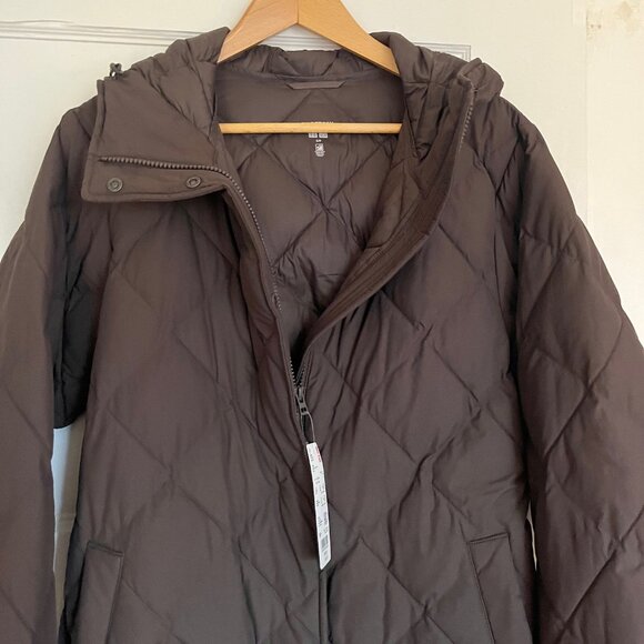 Uniqlo Puffer “Pufftech” Long Coat PUFFTECH LONG COAT  -NWT Small Brown - Picture 4 of 11